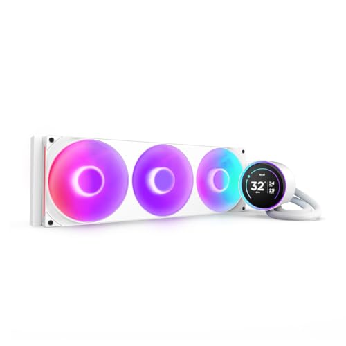 NZXT Kraken Elite 420 RGB 2025 - AIO CPU Flüssigkeitskühler - 420mm Radiator - F420 RGB Core Lüfter - Anpassbares 2,72" IPS LCD - AMD® AM5, AM4 - Intel® LGA 1851/1700, 1200/115X - Weiß von NZXT