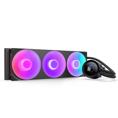 NZXT Kraken Plus 360 RGB – AIO CPU-Flüssigkeitskühler – 360mm Radiator – F360 RGB Core Single Frame Lüfter – 1,54" Quadratisches LCD – AMD® AM5, AM4 – Intel® LGA 1851/1700, 1200/115X – Schwarz von NZXT