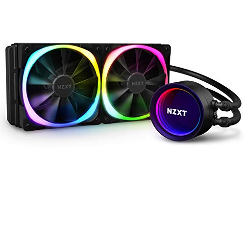 NZXT Kraken X53 RGB 240 mm - RL-KRX53-R1 - AIO RGB CPU Wasserkühlung - Rotierbares Infinity-Spiegeldesign - Steuerbar über CAM - RGB-Anschluss - Aer RGB 2 120 mm Lüfter (2 enthalten) - Schwarz,Desktop von NZXT