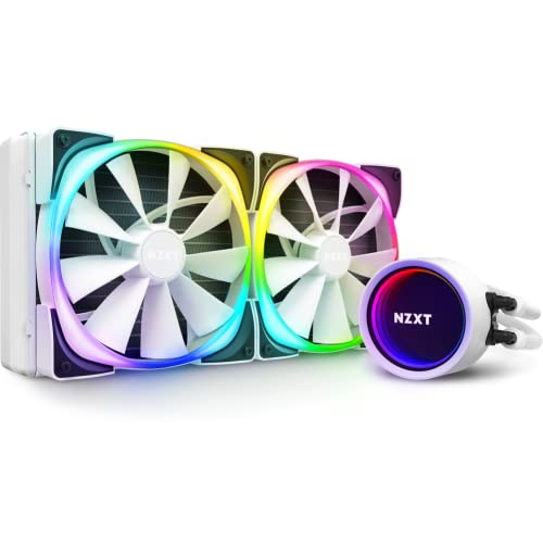 NZXT Kraken X63 RGB 280mm - RL-KRX63-RW - AIO RGB CPU Liquid Cooler - Rotating Infinity Mirror Design - Powered By CAM V4 - RGB Connector - Aer RGB V2 140mm Radiator Fans (2 Included) - White von NZXT