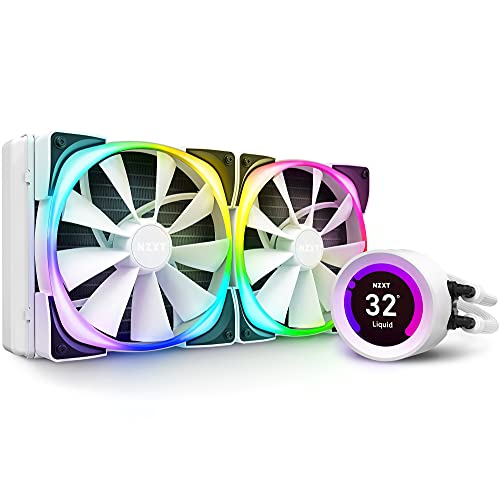 NZXT Kraken Z63 RGB 280mm - RL-KRZ63-RW - AIO RGB CPU Liquid Cooler - Customizable LCD Display - Improved Pump - RGB Connector - Aer RGB 2 140mm Radiator Fans (2 Included) - White von NZXT