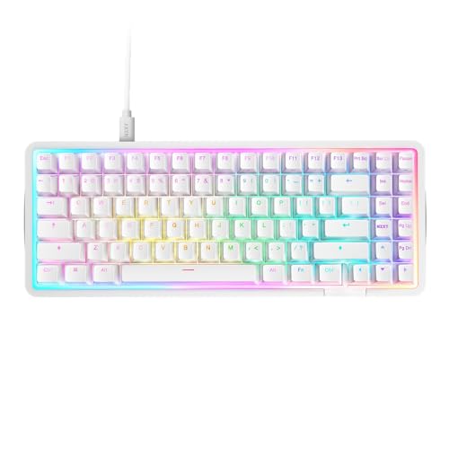 NZXT Magnetische RGB-Gaming-Tastatur Function Elite MiniTKL – anpassbare Betätigung, Doppelschienen-Halleffekt-Schalter, Rapid Trigger, 8K-Abfrage – verbessertes Tippgeräusch und -gefühl – DE – Weiß von NZXT