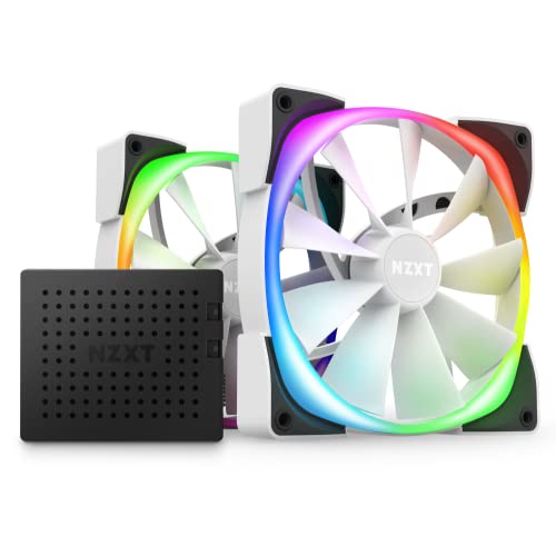 Nzxt AER RGB 2-140mm - HF-2814C-DW - Erweiterte Beleuchtungsanpassungen - Fluid Dynamic Bearing - LED RGB PWM Lüfter - Doppellüfter (Beleuchtungscontroller INKLUSIVE) - Weiß von NZXT