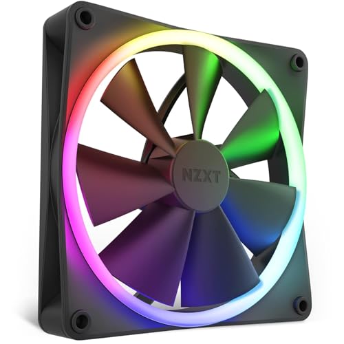 NZXT F140 RGB Fans - RF-R14SF-B1 - Erweiterte Anpassung der RGB-Beleuchtung – Flüsterleise Kühlung – Single (RGB-Lüfter und Controller ERFORDERLICH & NICHT ENTHALTEN) -140mm-Lüfter – Schwarz von NZXT