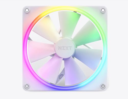 Nzxt F140 RGB Fans - RF-R14SF-W1 - Erweiterte Anpassung der RGB-Beleuchtung – Flüsterleise Kühlung – Single (RGB-Lüfter und Controller ERFORDERLICH & Nicht ENTHALTEN) -140mm-Lüfter – Weiß von NZXT