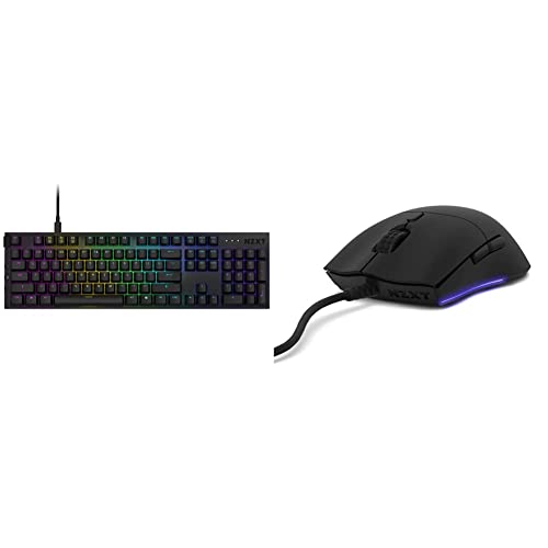 Nzxt Function - KB-1FSDE-BR - Mechanische Gaming Tastatur - Schwarz & Lift - MS-1WRAX-BM - PC-Gaming-Maus 3389 Optischer Sensor - 16k-Auflösung Kabel mit geringem Widerstand - Schwarz von NZXT