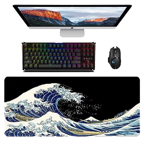 Großes Gaming-Mauspad mit genähten Kanten, XXL Mauspad Gaming, 900x400x3 mm Gaming-Mausmatte, Waschbares Tastaturpad, Schreibtischmatte, Erweitertes Mauspad für Gamer Desktop Büro Home (L-194) von Naapesi