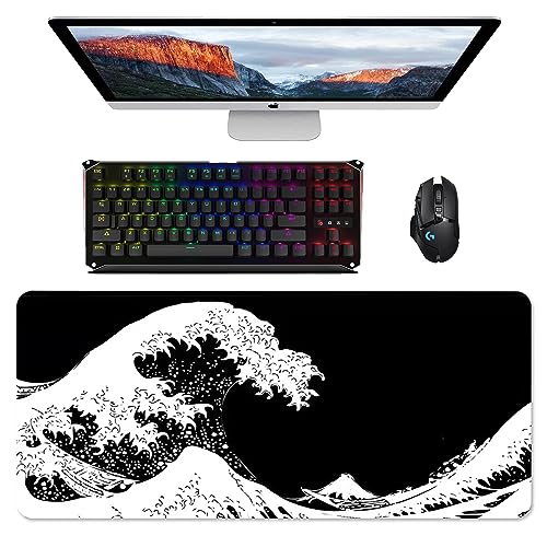 Großes Gaming-Mauspad mit genähten Kanten, XXL Mauspad Gaming, 900x400x3 mm Gaming-Mausmatte, Waschbares Tastaturpad, Schreibtischmatte, Erweitertes Mauspad für Gamer Desktop Büro Home (L-210) von Naapesi