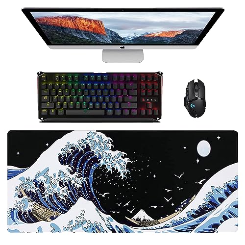 Großes Gaming-Mauspad mit genähten Kanten, XXL Mauspad Gaming, 900x400x3 mm Gaming-Mausmatte, Waschbares Tastaturpad, Schreibtischmatte, Erweitertes Mauspad für Gamer Desktop Büro Home (L-228) von Naapesi