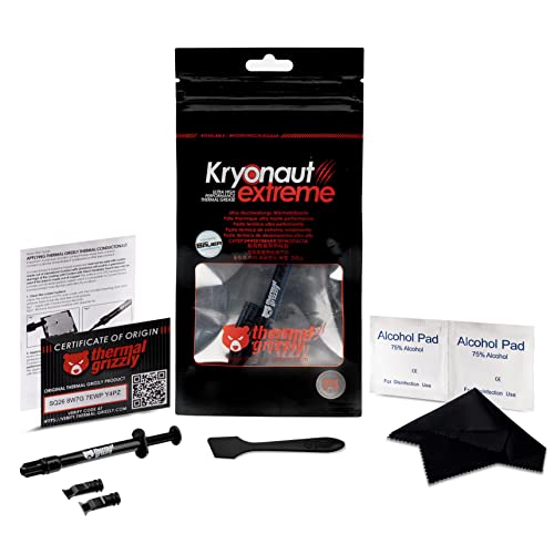 Thermal Grizzly Kryonaut Extreme Bundle Die Hochleistungs-Wärmeleitpaste zur Kühlung Aller Prozessoren, Grafikkarten, Kühlkörper in Computern & Konsolen inkl. extra Tuch, Pads & Spatel (2 Gramm) Thermal Grizzly Kryonaut Extreme Bundle Die Hochleistungs-Wärmeleitpaste zur Kühlung Aller Prozessoren, Grafikkarten, Kühlkörper in Computern & Konsolen inkl. extra Tuch, Pads & Spatel (2 Gramm) von Nabob Deals