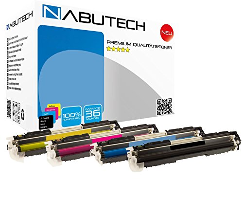 Nabutech 4 Toner | Geprüft nach ISO-Norm 19798 | kompatible, als Ersatz für HP 126A / CE310A CE311A CE312A CE313A für HP Laserjet CP 1000 Series 1025 Color 1025NW Color von Nabutech