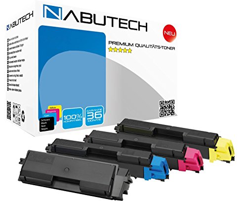 Nabutech 4 Toner mit 50% mehr Leistung kompatibel für TK-590 für Kyocera FS-C2026MFP, FS-C2126MFP, FS-C2526MFP, FS-C5250DN, ECOSYS P6026cdn, M6526cidn, M6526cdn, M6026cidn von Nabutech