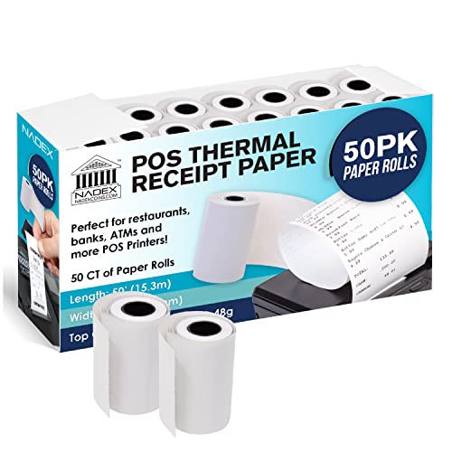 Nadex Thermo-Etikettenpapier, 5,4 cm x 15,2 m, für Registrierkassen und alle Kreditkarten-Terminals, 50 Rollen von Nadex