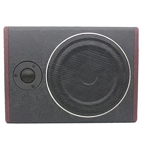 NadineDutol 8'' Zoll 600W Auto Subwoofer Slim Subwoofer Gehäuse Auto Bass Lautsprecher Auto Audio Modifikation Slim Autositz Aktiv Subwoofer Edelstahl Cockpit Subwoofer Kompakt Auto Audio12V von NadineDutol