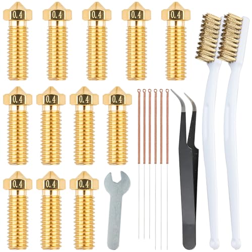 Nadisean 12 Stück Barss-Düsen-Set für 3D-Drucker, 0.4 mm M6 Düsen Set, Messing Nozzle 0.4 mm mit Reinigungsnadel 0.35mm Kupferdraht Zahnbürste Pinzette, Düsen für 1.75 Filament 3D Drucker Nadisean 12 Stück Barss-Düsen-Set für 3D-Drucker, 0.4 mm M6 Düsen Set, Messing Nozzle 0.4 mm mit Reinigungsnadel 0.35mm Kupferdraht Zahnbürste Pinzette, Düsen für 1.75 Filament 3D Drucker von Nadisean