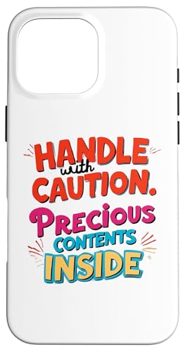 "Handle with Caution Content Inside Funny Words Design Gift Hülle für iPhone 16 Pro Max "Handle with Caution Content Inside Funny Words Design Gift Hülle für iPhone 16 Pro Max von Nadiya