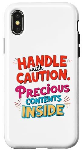 "Handle with Caution Content Inside Funny Words Design Gift Hülle für iPhone X/XS "Handle with Caution Content Inside Funny Words Design Gift Hülle für iPhone X/XS von Nadiya