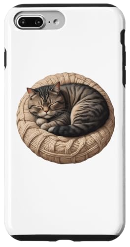 Katze schläft auf rundem Kissen, niedliches Design, Geschenk, Kätzchenliebhaber Hülle für iPhone 7 Plus/8 Plus von Nadiya