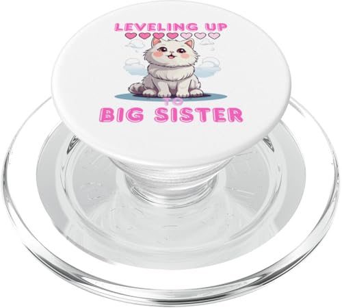 Leveling Up to Big Sister Lustiges Kätzchen Babyparty-Design PopSockets PopGrip für MagSafe von Nadiya