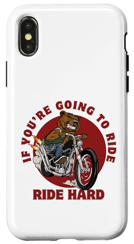 Ride Hard Bear on Motocycle Lustiges Zitat Papa Vatertagsgeschenk Hülle für iPhone X/XS Ride Hard Bear on Motocycle Lustiges Zitat Papa Vatertagsgeschenk Hülle für iPhone X/XS von Nadiya
