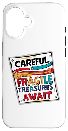 Sorgfältige zerbrechliche Schätze warten auf lustige Worte, niedliches Design, Geschenk Hülle für iPhone 16 von Nadiya