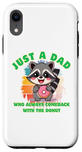 Waschbär Dad Comeback mit Donut lustige Worte Geschenk Vatertag Hülle für iPhone XR Waschbär Dad Comeback mit Donut lustige Worte Geschenk Vatertag Hülle für iPhone XR von Nadiya