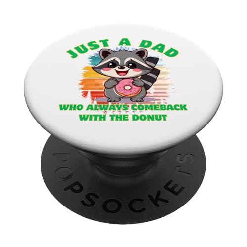 Waschbär Dad Comeback mit Donut lustige Worte Geschenk Vatertag PopSockets Klebender PopGrip von Nadiya