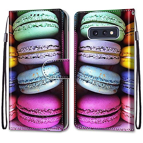 Nadoli Handyhülle Leder für Samsung Galaxy S10e,Bunt Bemalt Sandwich Kuchen Trageschlaufe Kartenfach Magnet Ständer Schutzhülle Brieftasche Ledertasche Tasche Etui von Nadoli