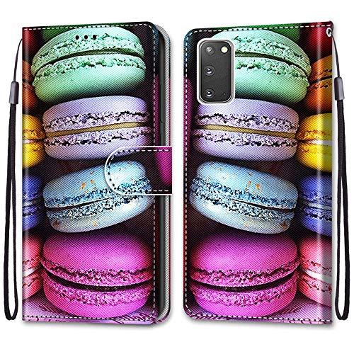 Nadoli Handyhülle Leder für Samsung Galaxy S20,Bunt Bemalt Sandwich Kuchen Trageschlaufe Kartenfach Magnet Ständer Schutzhülle Brieftasche Ledertasche Tasche Etui von Nadoli