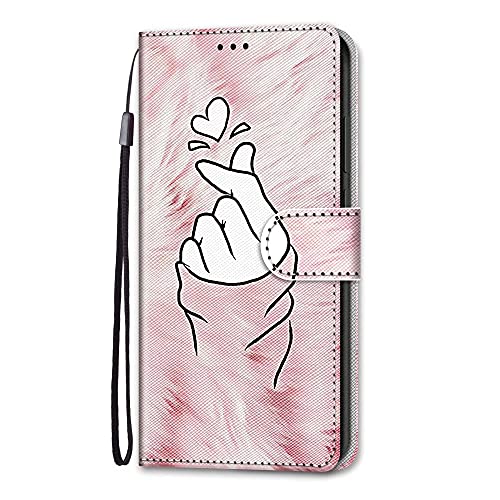 Nadoli Handyhülle Leder für Xiaomi Redmi Note 11S,Bunt Bemalt Als Herz Trageschlaufe Kartenfach Magnet Ständer Schutzhülle Brieftasche Etui von Nadoli