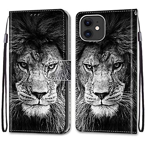 Nadoli Handyhülle Leder für iPhone 11 6.1",Bunt Bemalt Cool Schwarz Weiß Löwe Trageschlaufe Kartenfach Magnet Ständer Schutzhülle Brieftasche Ledertasche Tasche Etui Nadoli Handyhülle Leder für iPhone 11 6.1",Bunt Bemalt Cool Schwarz Weiß Löwe Trageschlaufe Kartenfach Magnet Ständer Schutzhülle Brieftasche Ledertasche Tasche Etui von Nadoli