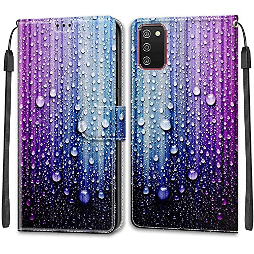Nadoli Handyhülle für Samsung Galaxy A02S,Bunt Bemalt [Wassertropfen] Lanyard PU Leder Standfunktion Magnetverschluss Brieftasche Hülle Schutzhülle Etui von Nadoli