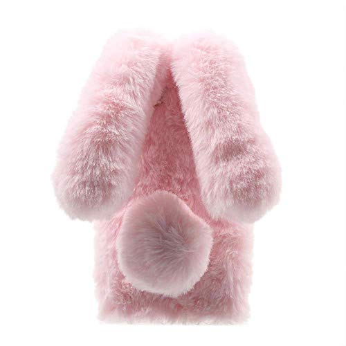 Nadoli Hase Pelz Hülle für Oppo Find X3 Lite,3D Kaninchen Ohr Case Warme Flauschige Plüsch Schutzhülle Handy Schale Tasche Soft Haut,Rosa von Nadoli