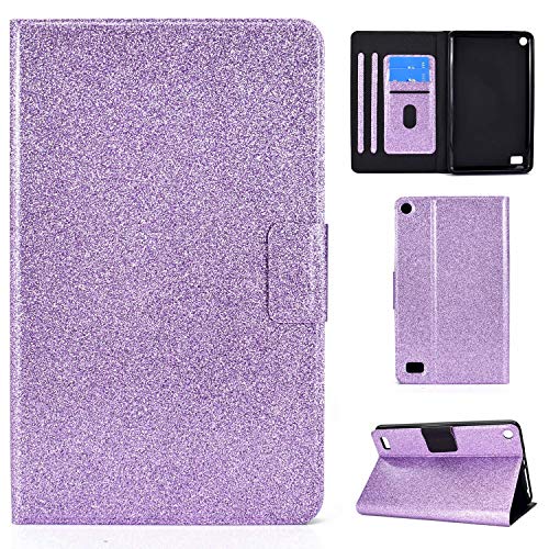 Nadoli PU Leder Glitzer Hülle für Kindle Fire HD 7 {7 Zoll} 2019/2017/2015,Full Body Brieftasche Slim Schutzhülle Magnetisch Flip Ständer Schale,Lila von Nadoli