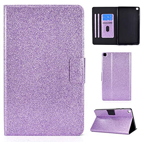 Nadoli PU Leder Glitzer Hülle für Samsung Galaxy Tab S5e T720 {10.5 Zoll},Full Body Brieftasche Slim Schutzhülle Magnetisch Flip Ständer Schale Smart Auto Schlaf/Wachen,Lila von Nadoli