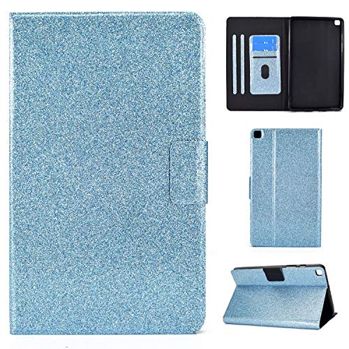 Nadoli PU Leder Glitzer Hülle für Samsung Galaxy Tab S6 Lite P610 {10.4 Zoll} 2020,Full Body Brieftasche Slim Schutzhülle Magnetisch Flip Ständer Schale Smart Auto Schlaf/Wachen,Blau von Nadoli