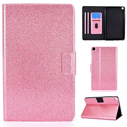 Nadoli PU Leder Glitzer Hülle für Samsung Galaxy Tab S6 Lite P610 {10.4 Zoll} 2020,Full Body Brieftasche Slim Schutzhülle Magnetisch Flip Ständer Schale Smart Auto Schlaf/Wachen,Rosa von Nadoli