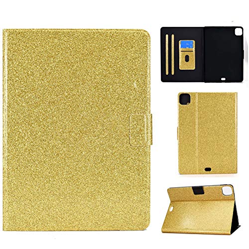 Nadoli PU Leder Glitzer Hülle für iPad Pro {11 Zoll} 2020/2018,Full Body Brieftasche Slim Schutzhülle Magnetisch Flip Ständer Schale Smart Auto Schlaf/Wachen,Gold von Nadoli