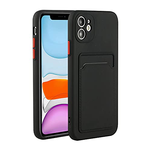 Nadoli Silicone Hülle für iPhone 12 6.1",Ultra Dünne Stoßfeste Kratzfest Wallet Weich TPU Schutzhülle Handyhülle mit Kredit Kartenhalter von Nadoli