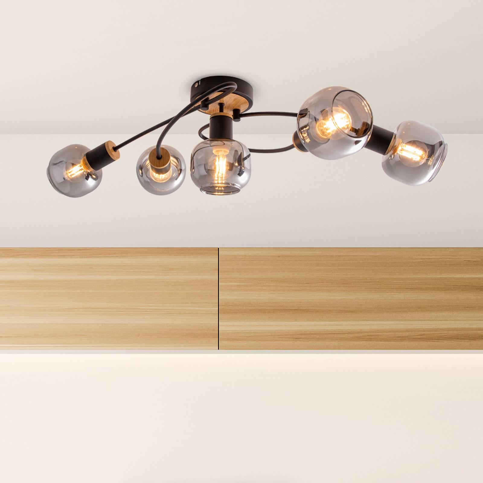 Deckenlampe Fumoso, fünfflammig, schwarz Deckenlampe Fumoso, fünfflammig, schwarz von Naeve Leuchten