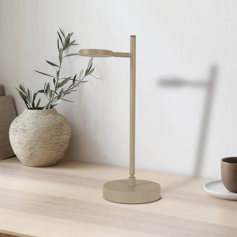 LED-Akku-Tischlampe Lupa, beige, Höhe 45 cm, Metall Touchdim von Naeve Leuchten