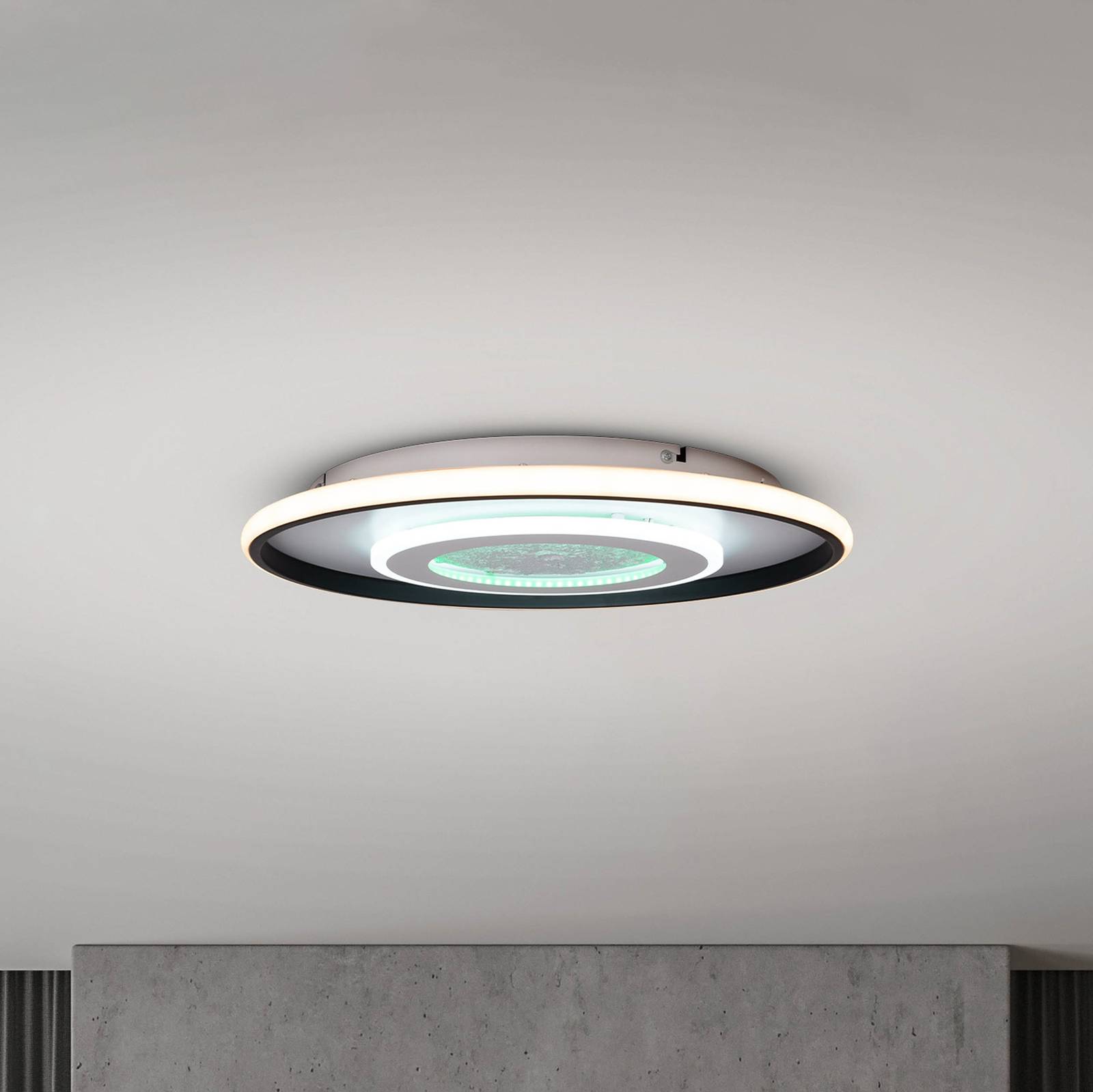 LED-Deckenlampe Livana, weiß/schwarz, Ø 50 cm, CCT, dimmbar LED-Deckenlampe Livana, weiß/schwarz, Ø 50 cm, CCT, dimmbar von Naeve Leuchten
