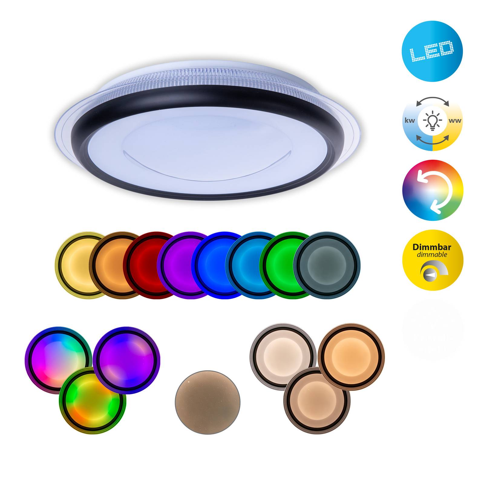 LED-Deckenleuchte Canna RGB CCT mit Fernbedienung LED-Deckenleuchte Canna RGB CCT mit Fernbedienung von Naeve Leuchten