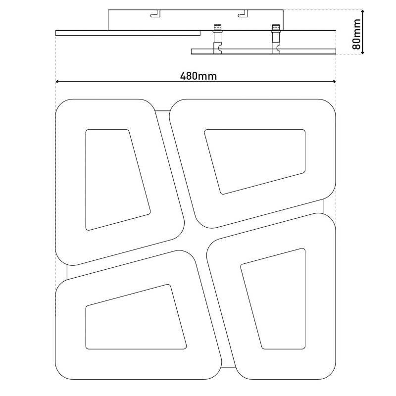 LED-Deckenleuchte Simen, weiß, Metall, 48x48 cm, CCT, Remote von Naeve Leuchten
