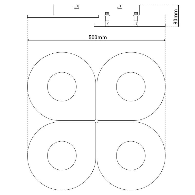 LED-Deckenleuchte Smilla, weiß, Metall, 50x50 cm, CCT Remote von Naeve Leuchten