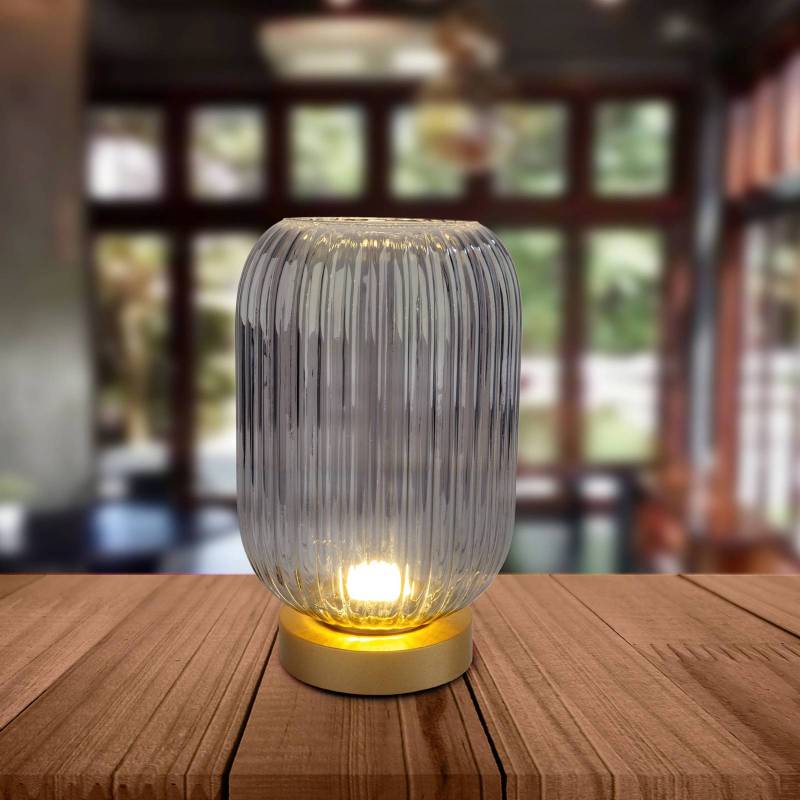 LED-Deko-Tischlampe 5305558 Akku Schirm rauchgrau von Naeve Leuchten