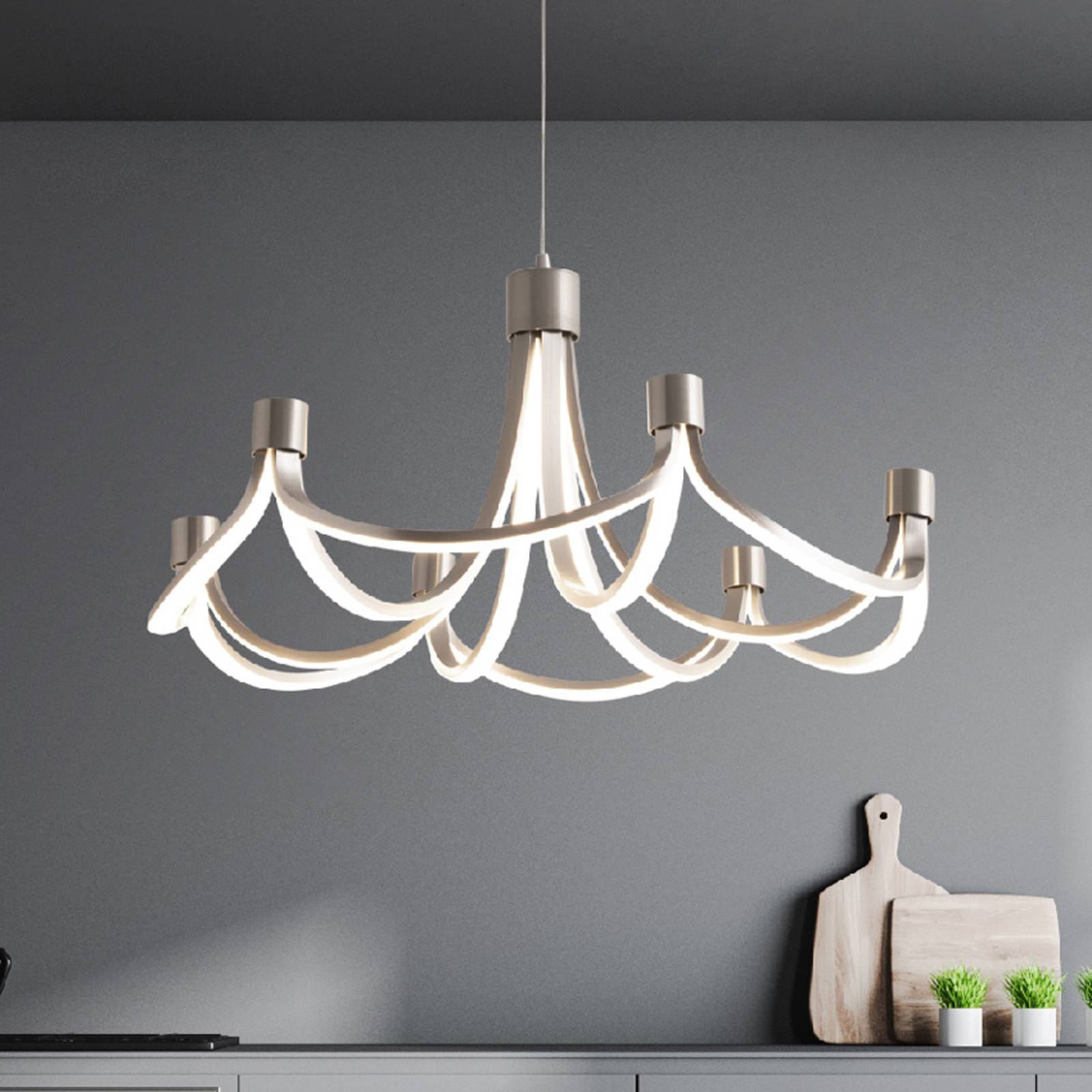 LED-Hängeleuchte Festos, nickel matt, dimmbar LED-Hängeleuchte Festos, nickel matt, dimmbar von Naeve Leuchten