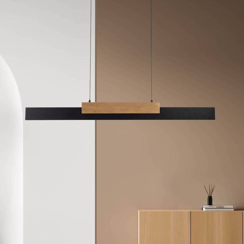 LED-Hängeleuchte Wiebke, schwarz Holzdetail 120,5 cm dimmbar von Naeve Leuchten