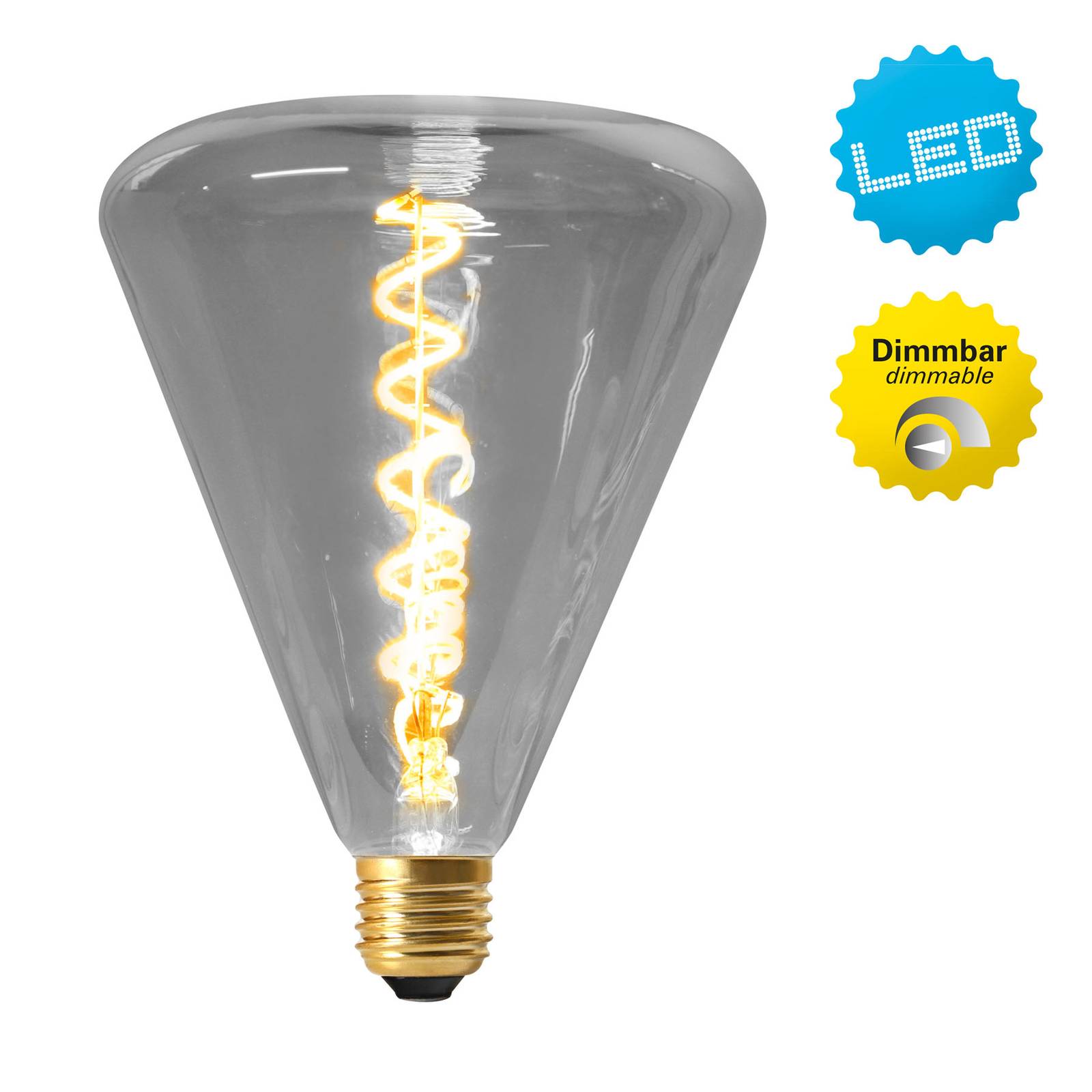 LED-Lampe Dilly E27 4W 2200K dimmbar, grau getönt von Naeve Leuchten