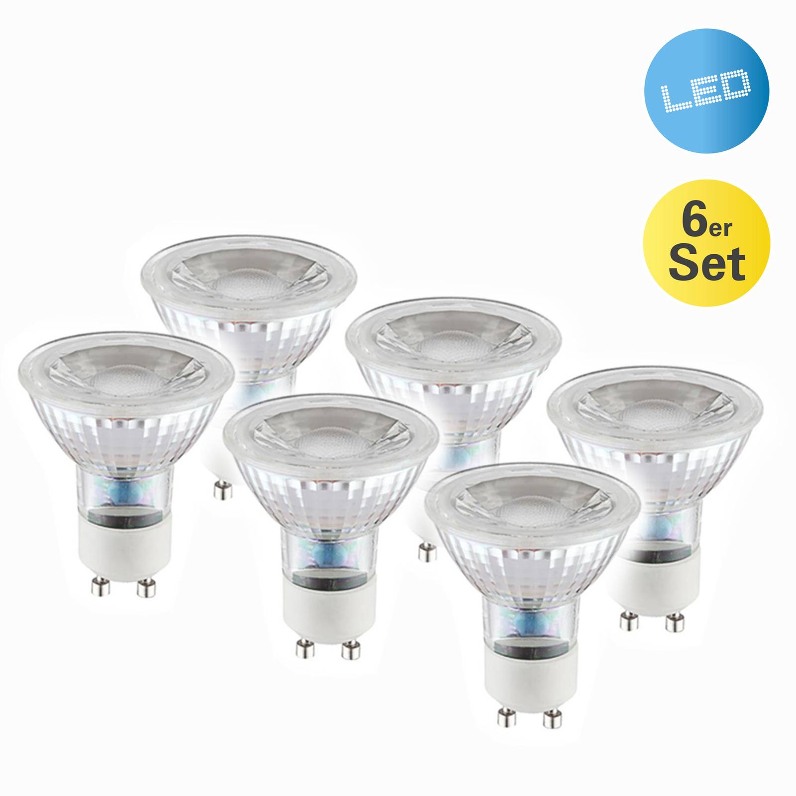 LED-Reflektor GU10 4,6W 450lm warmweiß 6er-Set von Naeve Leuchten